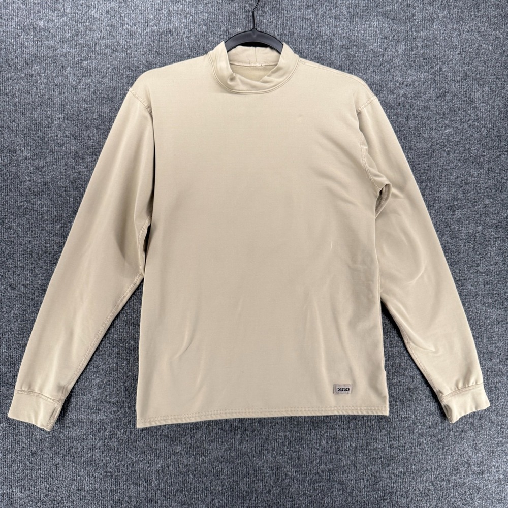 XGO Sweater Mens S Beige Mock Neck Pullover Long Sleeve Casual Base Layer Work